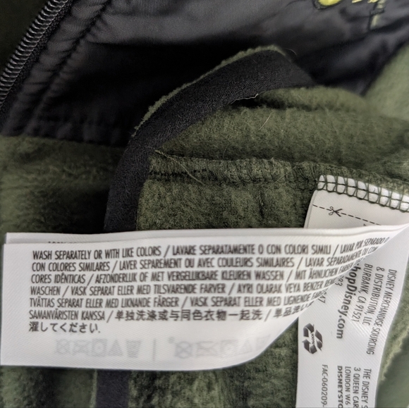 Disney Yoda Star Wars Jacket Sz 3T Lightweight Green/ Black Unisex Fleece Zip up - Picture 6 of 8